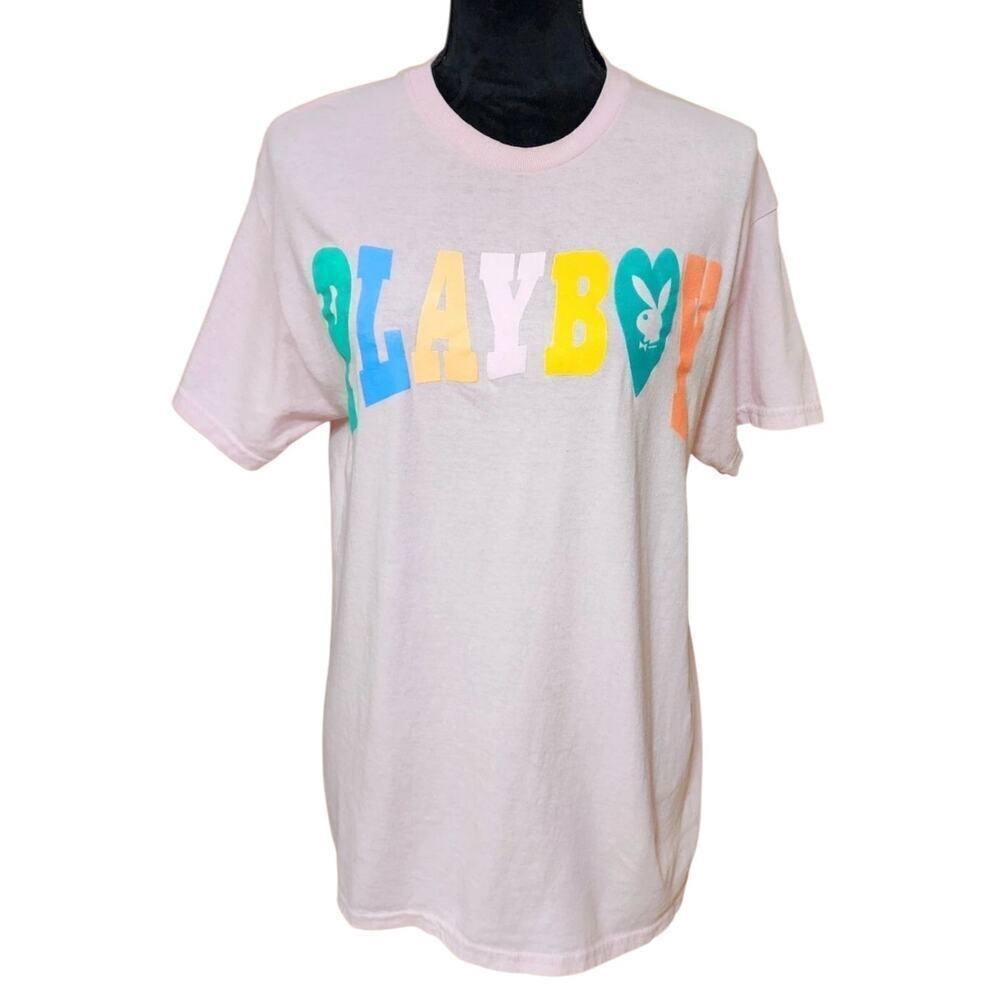 Playboy Bunny Pink Short Sleeve Crew Neck T Shirt Women's Size Medium M